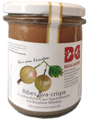 Ribes uva-crispa mit Bourbon Whiskey